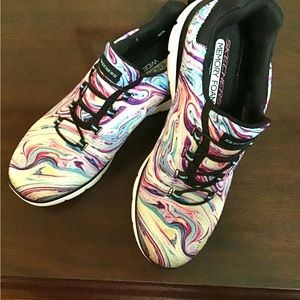 New Skechers Multi Color Swirl Slide On Athletic Shoes. Size:8